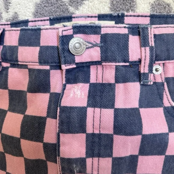 Free People Pink and Blue Checkered Denim Skirt - Picture 7 of 7